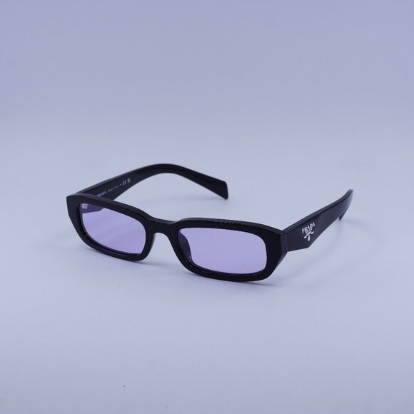 Prada PRB06S 16K40J Sunglasses Black Rectangle Frame, Violet Lenses - Picture 3 of 11